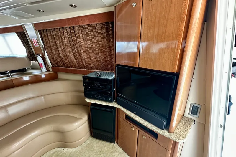 Slide: The Image of Interior of 2007 Meridian 411 Sedan with TV, audio system, and curved seating. - 42