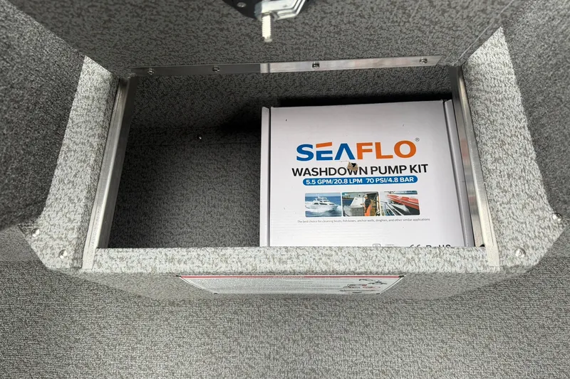 Slide: The Image of Starcraft Fishmaster 196 storage with SEAFLO washdown pump kit, 2027 model. - 15