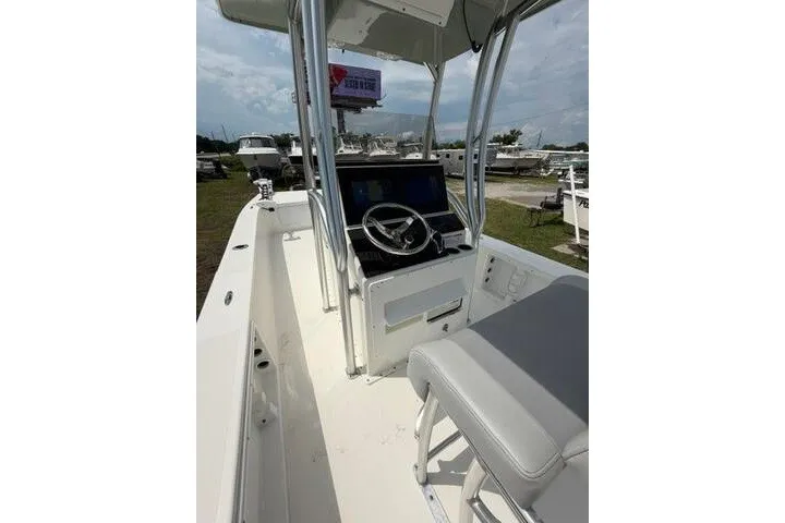 Slide: The Image of 2024 KenCraft 2460 Bayrider boat interior with steering console and seating. - 31