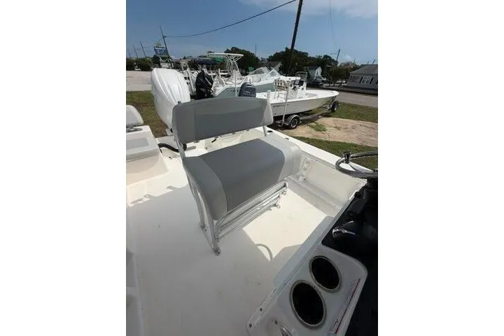 Slide: The Image of 2024 KenCraft 2460 Bayrider boat interior with seating and cup holders. - 30