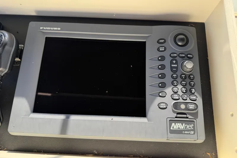 Slide: The Image of Furuno NAVnet marine navigation system on 1986 Hatteras 63 Cockpit Motor Yacht. - 66