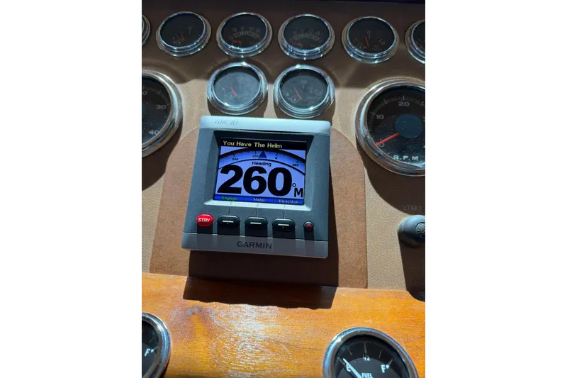 Slide: The Image of Garmin navigation display on 1986 Hatteras 63 Cockpit Motor Yacht dashboard. - 20