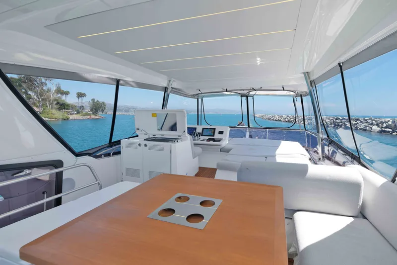 Slide: The Image of Luxurious 2022 Prestige 590 yacht interior with panoramic ocean views and modern amenities. - 18