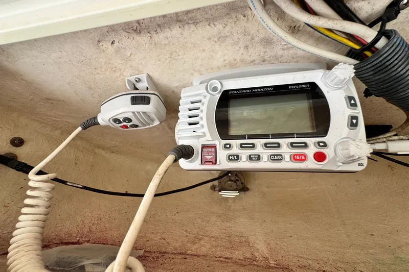 Slide: The Image of Standard Horizon Explorer marine radio installed on a 2017 Sea Hunt Ultra 225 boat. - 18