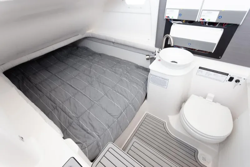 Slide: The Image of Manufacturer Provided Image: 2023 Sea Fox 368 Commander cabin with bed, sink, and toilet. - 21