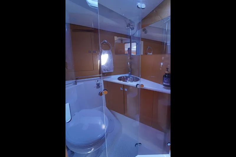 Slide: The Image of Bathroom interior of 2011 Jeanneau Sun Odyssey 50 DS yacht with modern fixtures. - 30