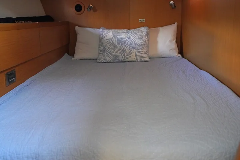 Slide: The Image of Cozy cabin bed in 2011 Jeanneau Sun Odyssey 50 DS yacht interior. - 32