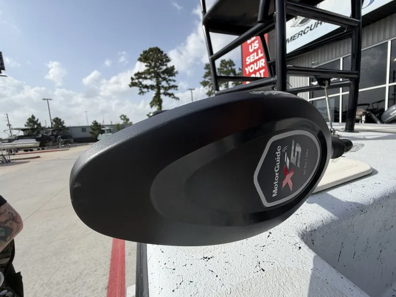 Slide: The Image of Close-up of a MotorGuide motor on a 2016 Exuma 17 Island Skiff. - 21