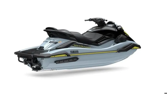 Slide: The Image of A modern Yamaha WaveRunner FX SVHO jet ski in light blue and black, model year 2027. - 3
