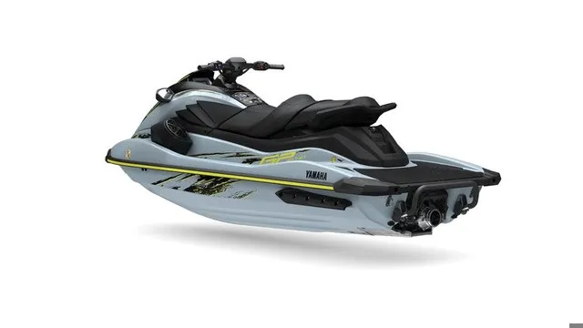 Slide: The Image of A modern Yamaha WaveRunner GP SVHO jet ski in light blue with black accents. - 5