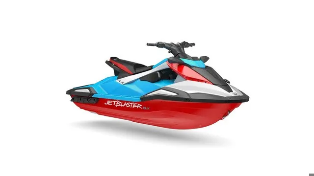 The Image of A 2027 Yamaha WaveRunner JetBlaster DLX 3-Up in vibrant colors on a white background. - 1