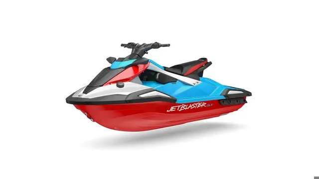 Slide: The Image of A 2027 Yamaha WaveRunner JetBlaster DLX 3-Up in vibrant colors on a white background. - 7