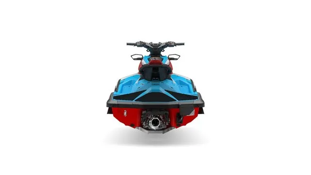 Slide: The Image of A 2027 Yamaha WaveRunner JetBlaster DLX 3-Up in blue and red, viewed from the rear. - 4