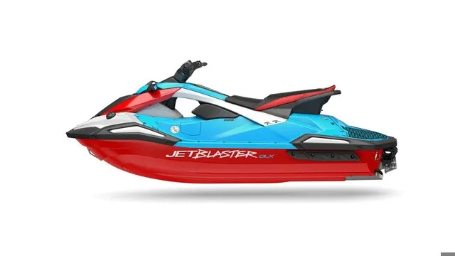 Slide: The Image of A 2027 Yamaha WaveRunner JetBlaster DLX 3-Up in vibrant blue and red colors. - 6