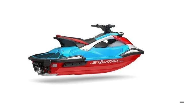 Slide: The Image of A 2027 Yamaha WaveRunner JetBlaster DLX 3-Up in vibrant blue and red colors. - 3