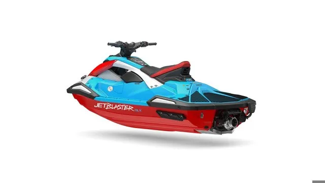 Slide: The Image of A 2027 Yamaha WaveRunner JetBlaster DLX 2-Up in vibrant blue and red. - 5