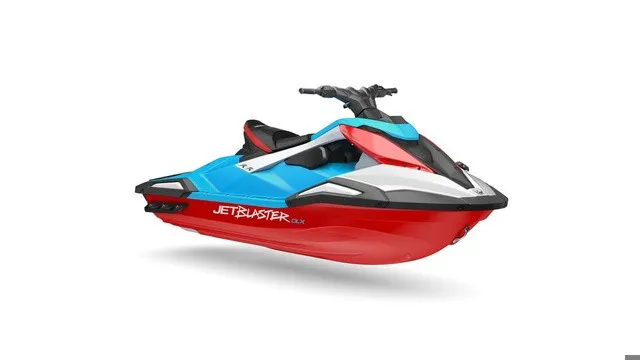 The Image of A 2027 Yamaha WaveRunner JetBlaster DLX 2-Up in vibrant blue and red colors. - 1
