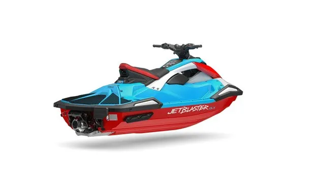 Slide: The Image of Yamaha WaveRunner JetBlaster DLX 2-Up 2027 in vibrant blue and red, featuring a sporty design. - 3