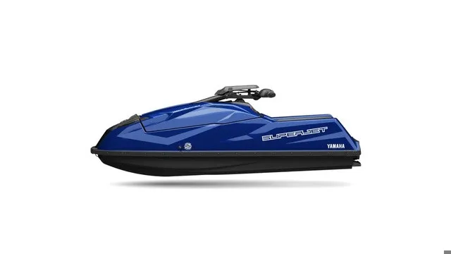 Slide: The Image of Yamaha WaveRunner SuperJet 2027 in blue with sleek design and sporty look. - 6