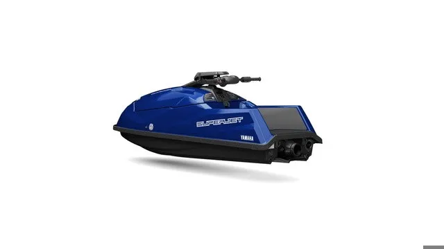 Slide: The Image of A blue Yamaha WaveRunner SuperJet 2027 with a sleek design and black underbody. - 5