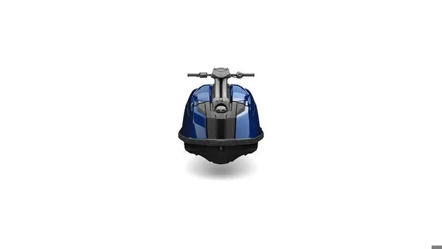 Slide: The Image of A blue 2027 Yamaha WaveRunner SuperJet, shown from the front, with sleek design and handlebars. - 8