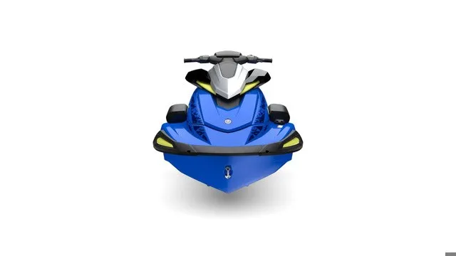 Slide: The Image of Yamaha WaveRunner VX Deluxe 2027 in blue with yellow accents, front view. - 8