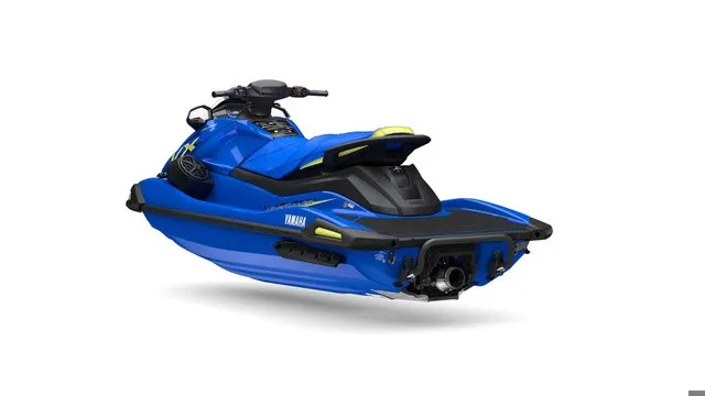 Slide: The Image of A blue 2027 Yamaha WaveRunner VX Deluxe with a sporty design and black seat. - 5