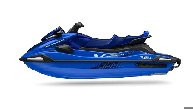 Slide: The Image of Yamaha WaveRunner VX Cruiser HO 2027 in vibrant blue with a sleek design and comfortable seating. - 6