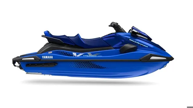 Slide: The Image of A blue 2027 Yamaha WaveRunner VX Cruiser HO with a sleek design and comfortable seating. - 2