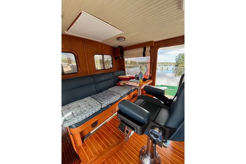 Slide: The Image of Interior of 1988 Hans Christian Independence 45 yacht with seating and helm. - 10