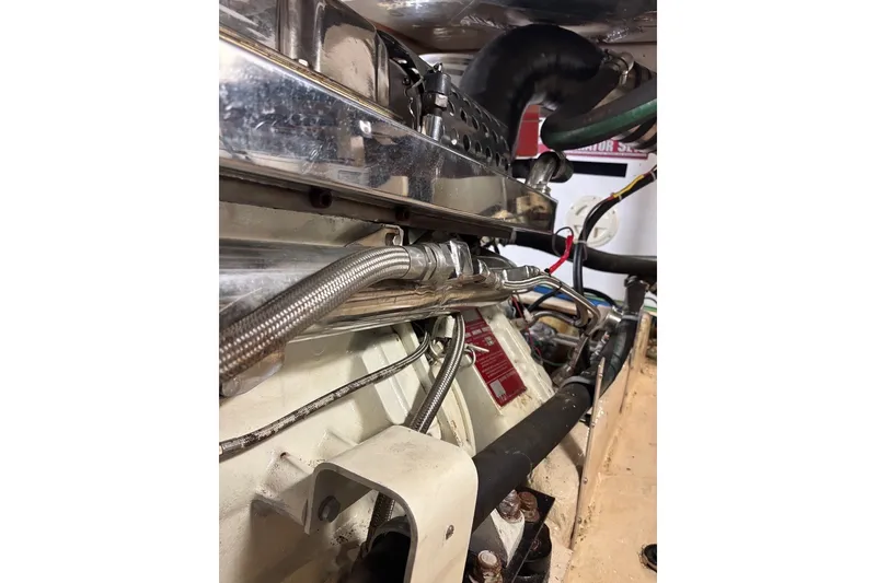 Slide: The Image of Engine compartment of 1988 Hans Christian Independence 45 sailboat, showing detailed components and wiring. - 20
