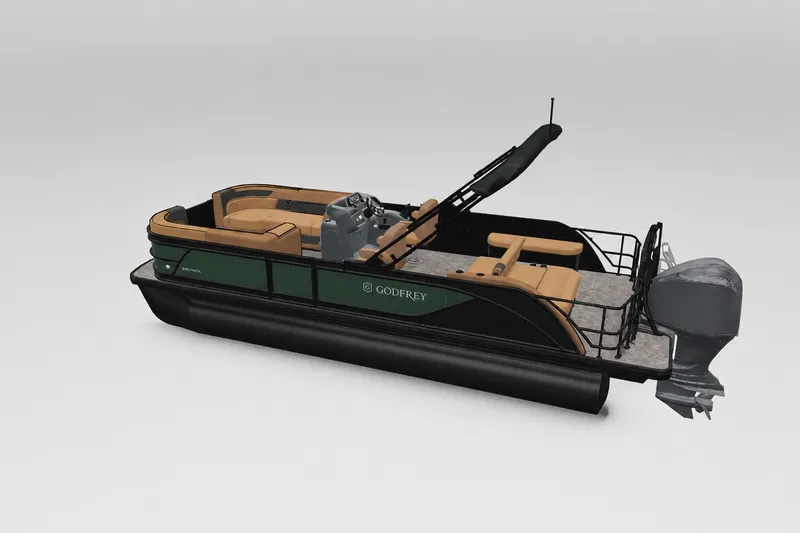 Slide: The Image of 2027 Godfrey Sweetwater 22' Tritoon with single flip lounge, sleek design, and modern features. - 48