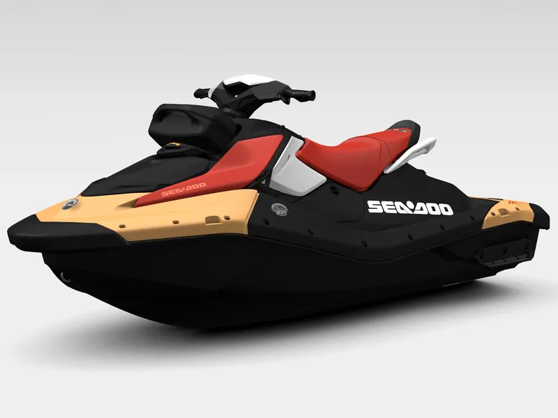 Slide: The Image of A Sea-Doo Spark jet ski with a red and black design, suitable for two people. - 3