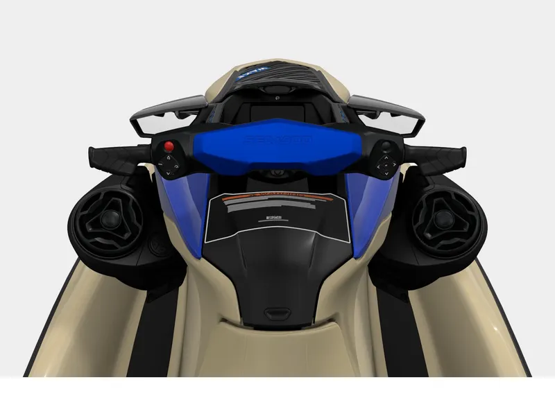 Slide: The Image of Front view of a Sea-Doo Wake 170 jet ski with blue handlebars and integrated audio system. - 6