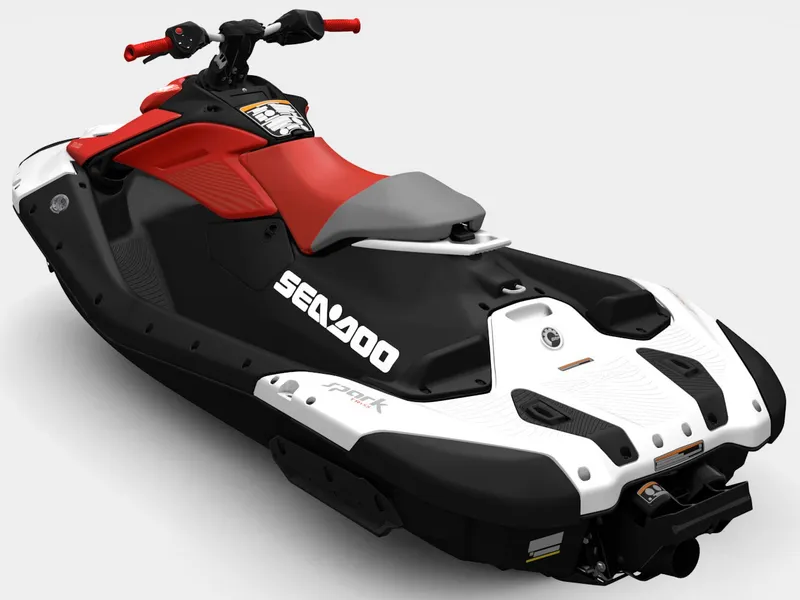 Slide: The Image of A Sea-Doo Spark Trixx jet ski with a red seat and black hull, model year 2026. - 4