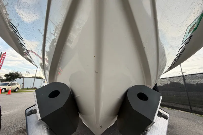 Slide: The Image of 2022 Hewes Redfisher 16 boat hull on trailer, close-up view. - 6