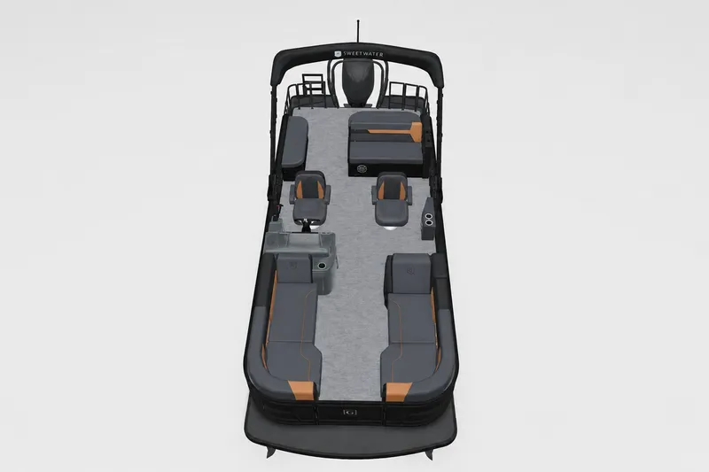Slide: The Image of 2027 Godfrey Sweetwater 22' Tritoon with sleek seating and modern design. - 56