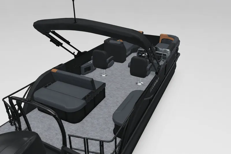 Slide: The Image of 2027 Godfrey Sweetwater 22' Tritoon with single flip lounge, sleek interior design. - 59