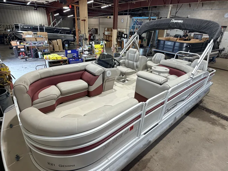 The Image of 2014 Premier 221 Gemini Fish n Cruise pontoon boat with 50HP Mercury 4-stroke engine. - 1