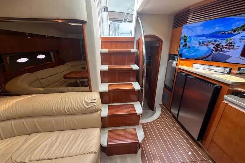 Slide: The Image of Luxurious interior of 2008 Cruisers Yachts 520 Express with leather seating and modern amenities. - 19