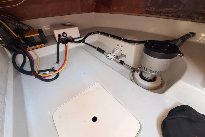 Slide: The Image of 2018 Duffy Cuddy Cabin 22 interior wiring and motor components. - 36