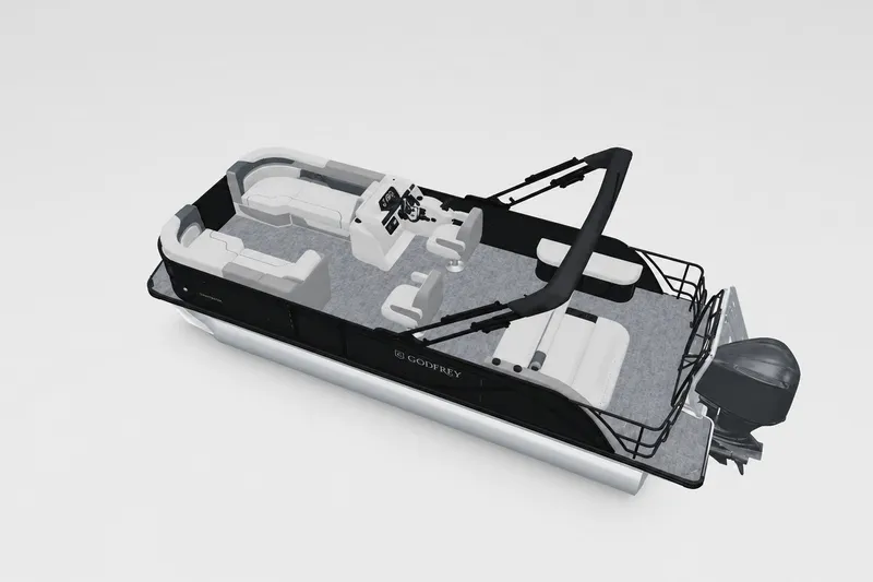 The Image of 2027 Godfrey Sweetwater 22' Tritoon with single flip lounge, sleek design, and modern features. - 61