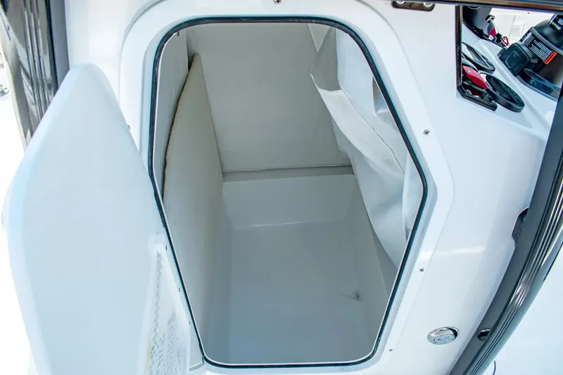 Slide: The Image of An open storage compartment on a 2027 Sea Hunt Ultra 219 boat. - 17