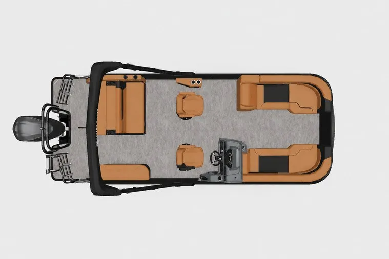 Slide: The Image of Top view of 2027 Godfrey Sweetwater 22' Tritoon with spacious seating and modern design. - 106