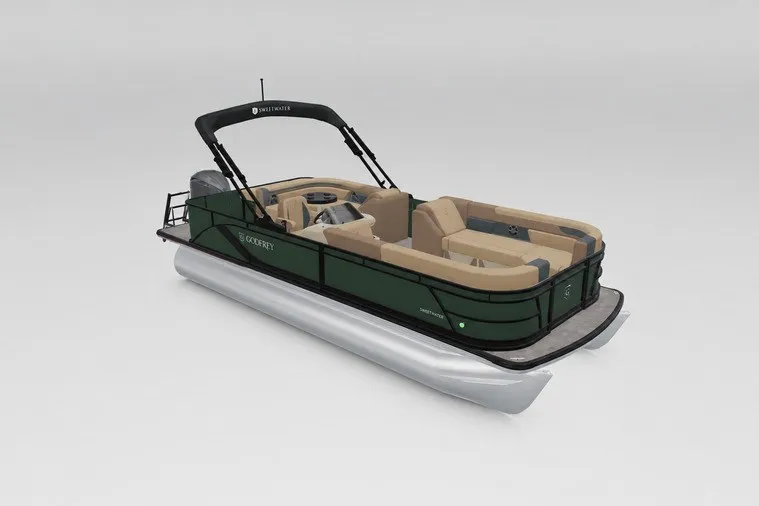 Slide: The Image of 2027 Godfrey Sweetwater 22' Cruise Special Edition Tritoon, sleek design with spacious seating. - 112