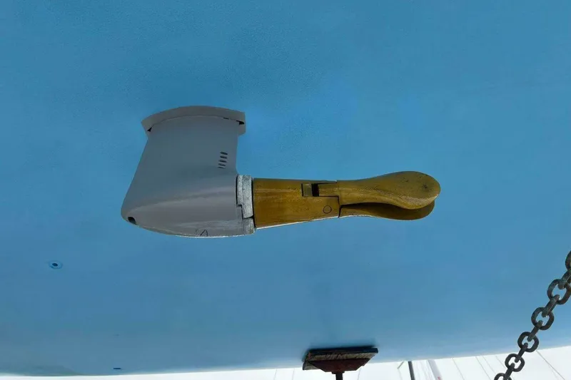 Slide: The Image of Close-up of a 2007 Akilaria MK1 Class 40 yacht's rudder mechanism. - 21