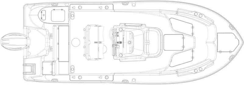 Slide: The Image of Diagram of a 2027 Sea Fox 228 Commander showing detailed deck layout and seating. - 2