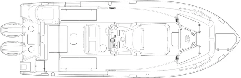 Slide: The Image of Layout of a Sea Fox 268 Commander boat with twin outboard engines. - 2