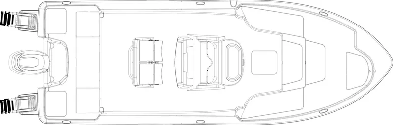 Slide: The Image of Top view of a Sea Fox 251 Bay Fox boat layout with clear lines and seating arrangement. - 2