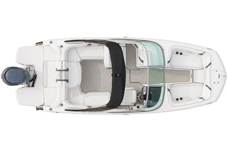 Slide: The Image of Manufacturer Provided Image: Top view of a 2018 Regal 23 OBX boat with seating and outboard motor. - 8
